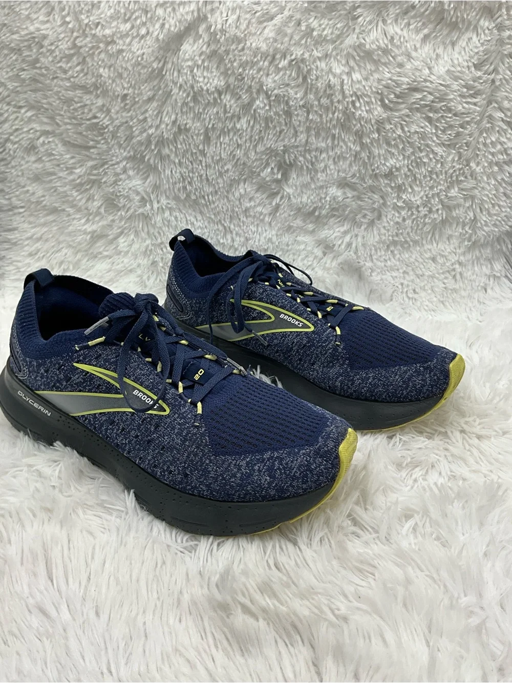 Brooks Glycerin Sneakers Size 11 Blue Navy Yellow Stealthfit 20 Running Shoe